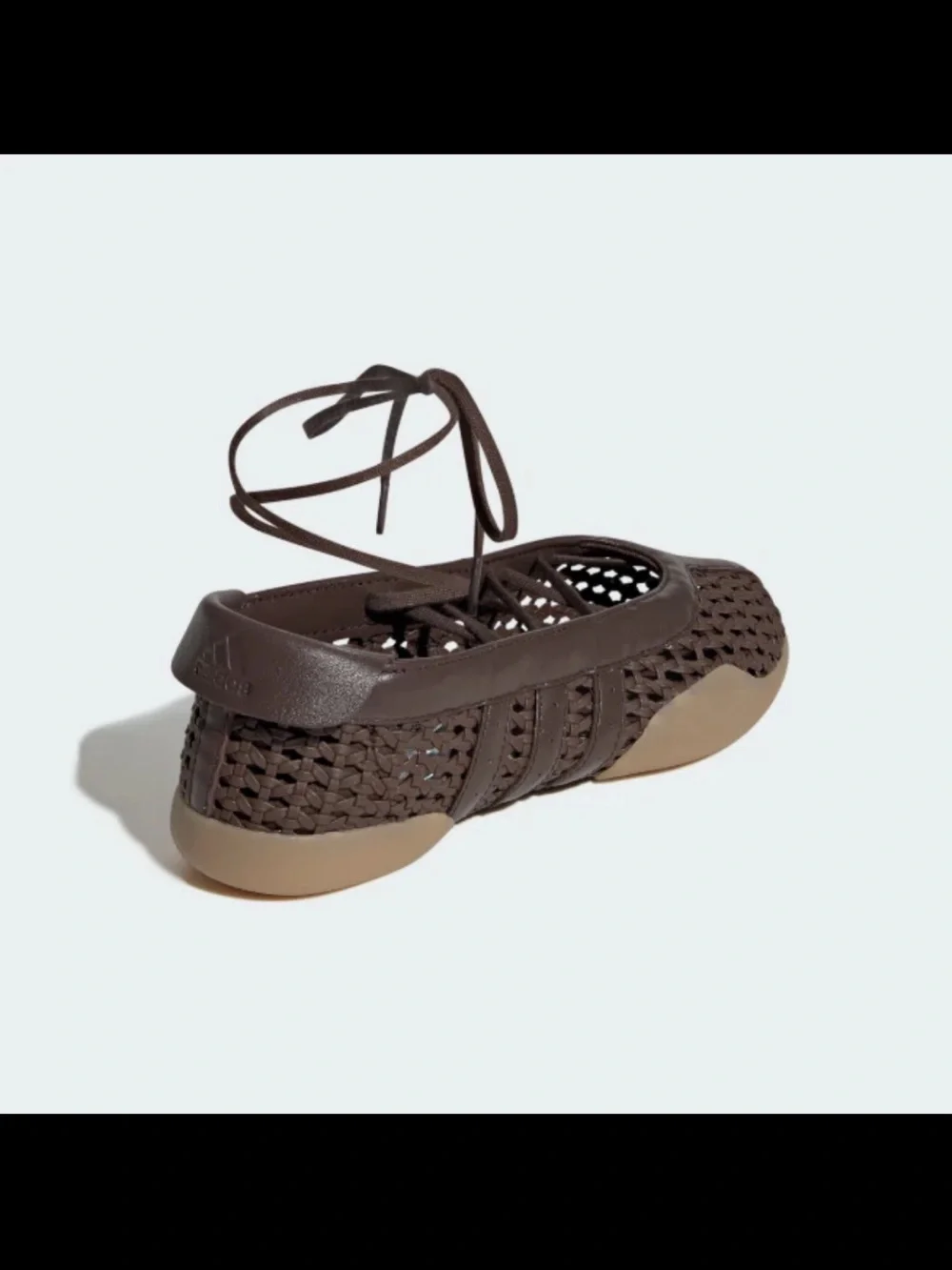 adidas Woven Brown Leather-Trim Lace-Up Flats